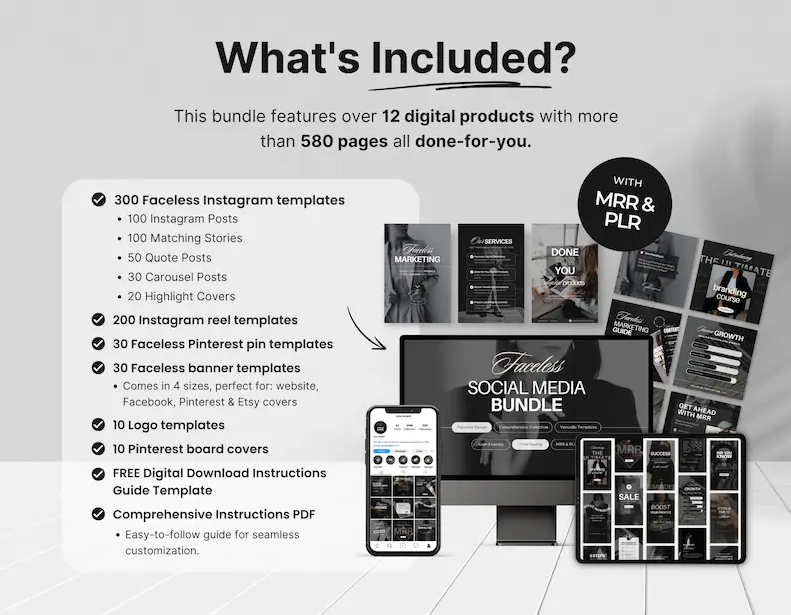 Faceless Social Media Templates Bundle with PLR & MRR