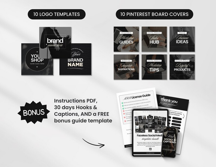 Faceless Social Media Templates Bundle with PLR & MRR