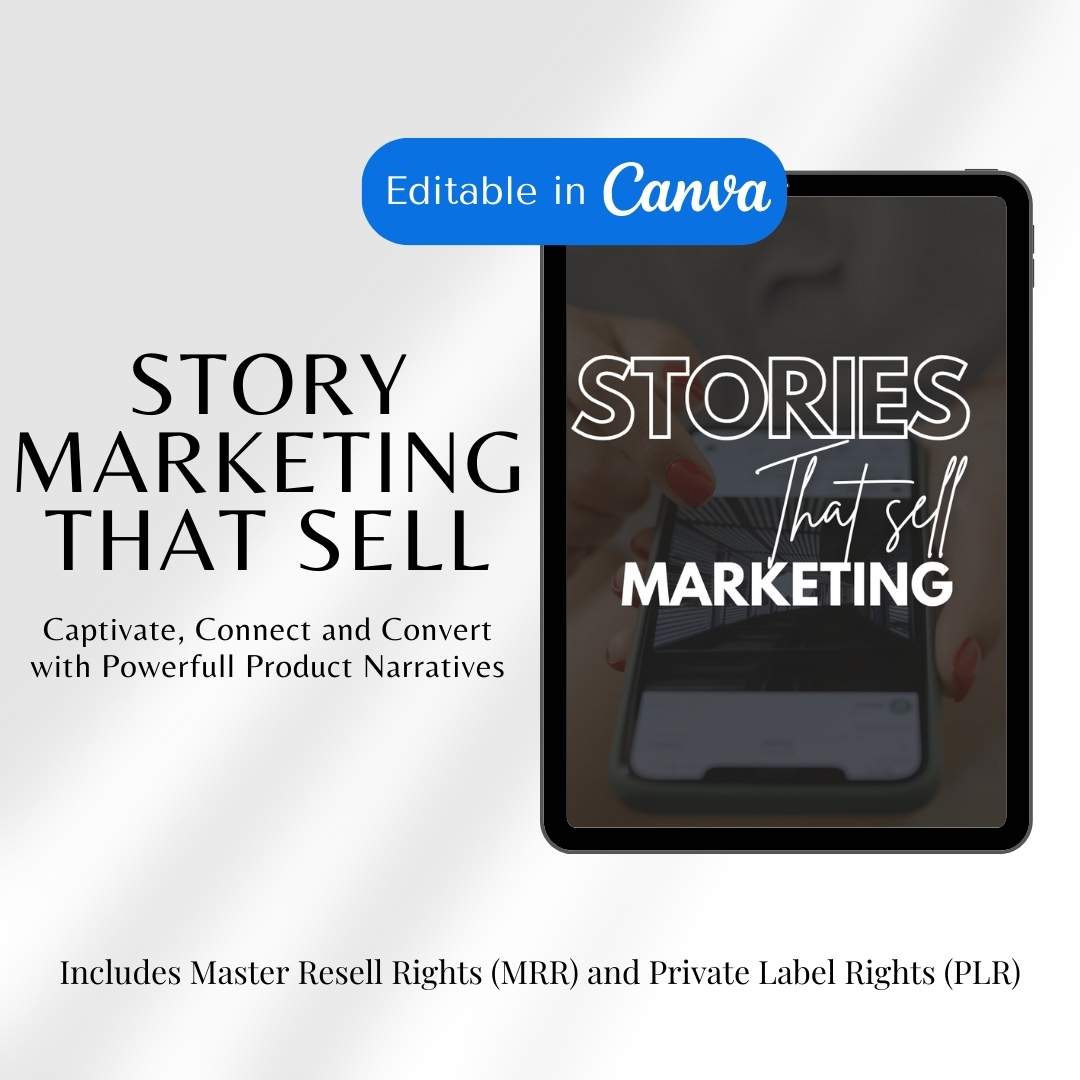 Discover the Story That Sells PLR eBook, a 28-page guide to mastering storytelling for digital marketing success. Perfect for building your brand and boosting sales.