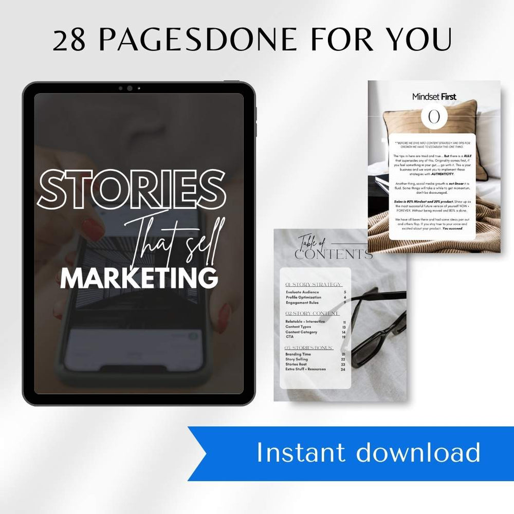 Preview of the Story That Sells PLR eBook, featuring chapters on brand storytelling, product narratives, and proven techniques to engage your audience.