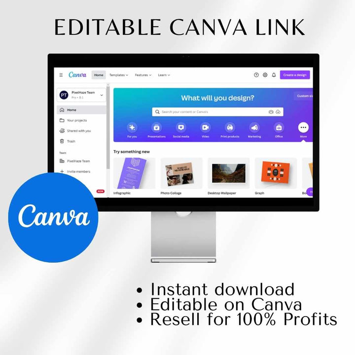 Editable Canva link included with The Canva Playbook, allowing you to personalize and rebrand this PLR digital product.